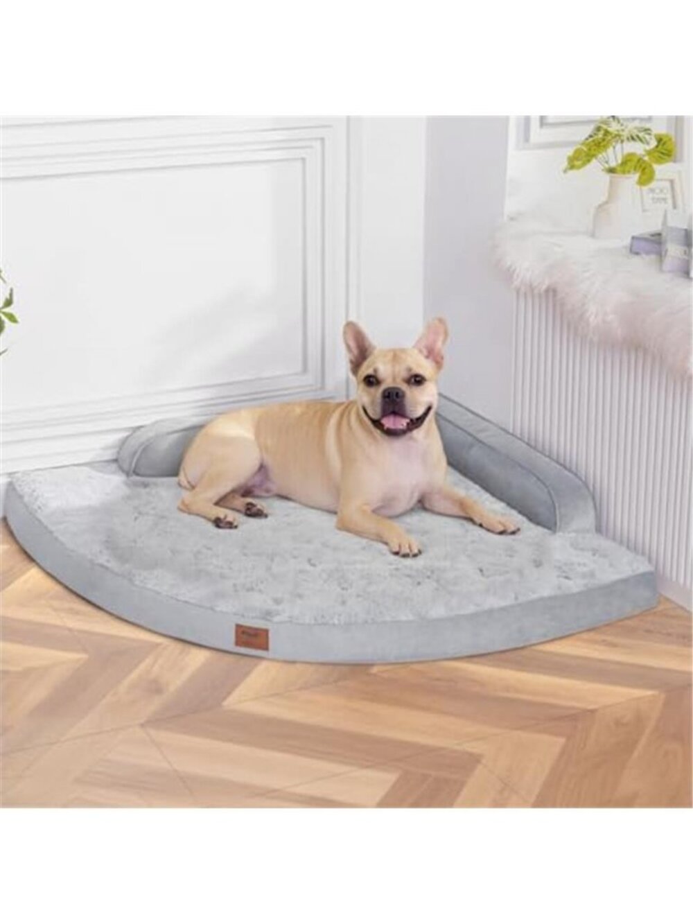 Orthopedic Dog Bed Large 35 Inch Corner Pet Bed Egg Crate Foam Washable Cover